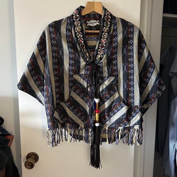 Boho chic black and grey fringe - Picture 1 of 3